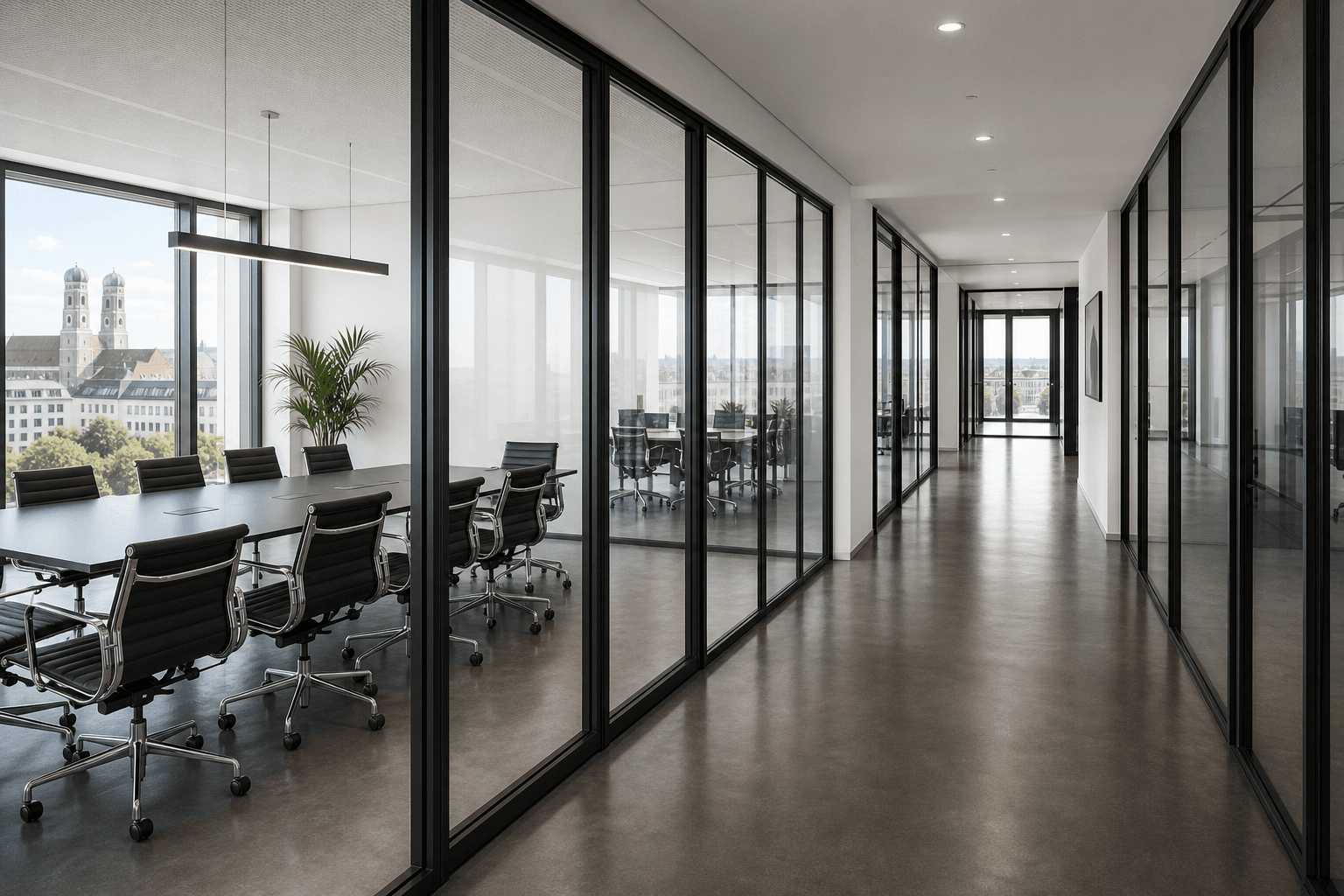 Büroflächen und Glaswände nachher