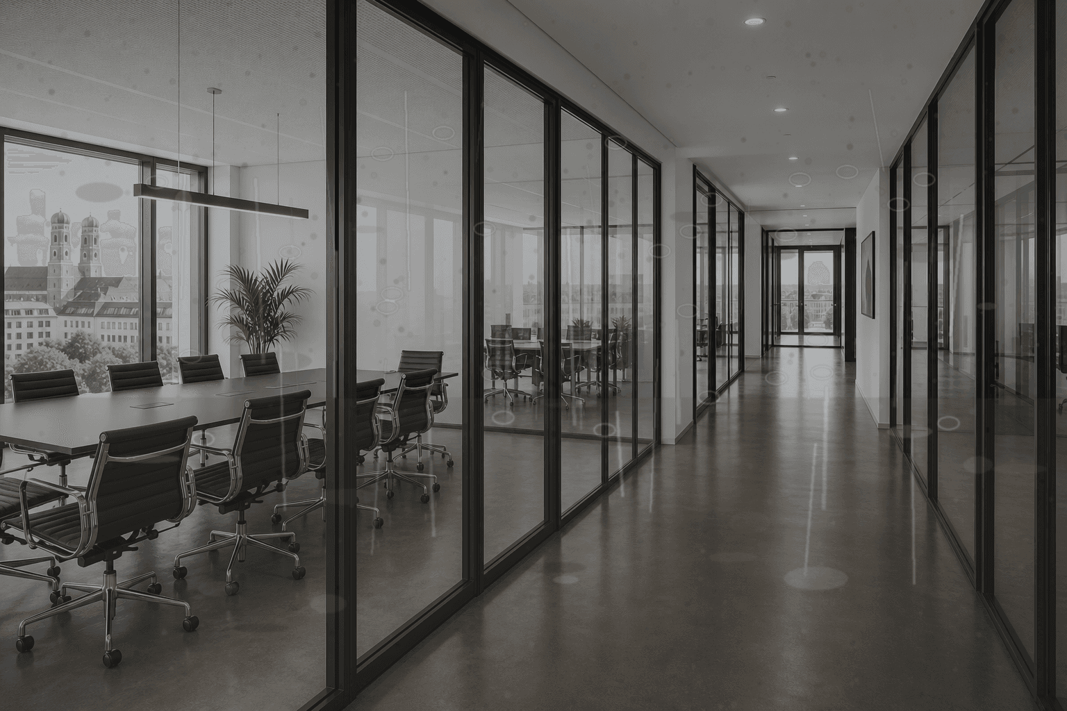 Büroflächen und Glaswände vorher